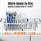 Expandable Dish Drying Rack in Sink,Stainless Steel Over The Sink Dish Drainer Drying Rack for Kitchen Counter,with Utensil Holder,Silver - Image 2