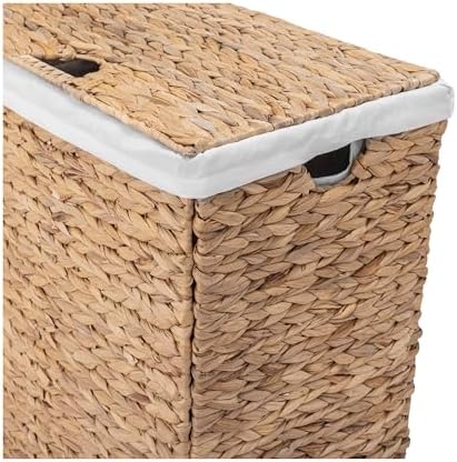 Seville Classics Premium Natural Handwoven Portable Laundry Bin Basket with Carrying Handles, Natural Water Hyacinth, Rectangular, Volume: 2.5 bushels or 3.1 cu. ft, 18.5" W x 12.2" D x 24" H - Image 5