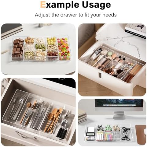 Acrylic Expandable Desk Drawer Organizer with 11 Adjustable Compartments - Image 5