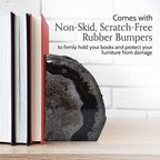 Nature's Decorations Black Agate Bookends – A+ Grade Geode Heavy Duty Decorative Stone Crystal Book Ends for Shelves & Bookcases, Natural Polished Bookshelf Decor, 1 Pair 2-3Lbs - Image 7