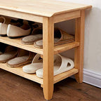 XKZG Shoe Rack Bench Wooden Storage Bench Entryway Bench, Natural, 39.4" - Image 6