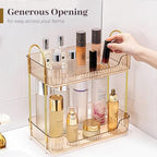 Aveniee Bathroom Counter Organizer, 2 Tier Perfume Skin Care Countertop Storage Shelf, Vanity Makeup Tray for Cosmetic Skincare Lotion, Gold - Image 4