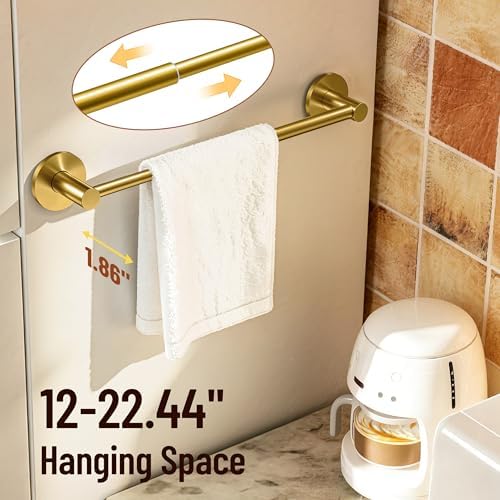 Magnetic Towel Bar, Adjustable Towel Rod, Brushed Gold, 2 Pack - Image 6