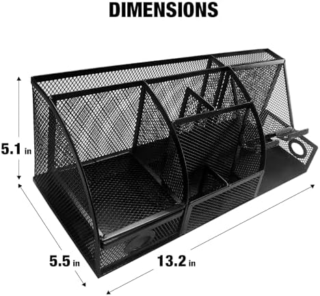 Mesh Desk Organizer Set Office Accessories - Desk Organization with multiple compartments for Desk Supplies, Desk Storage Organizer, Desktop Organizer with drawers, Desk Organizers and Accessories - Image 3
