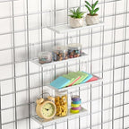 Yaocom 4 Pcs Gridwall Shelf Hooks Rack and Hanging Shelf for Wire Grid Panel Grid Panel Accessories Metal wall Shelves for Home Garage Retail (White) - Image 2
