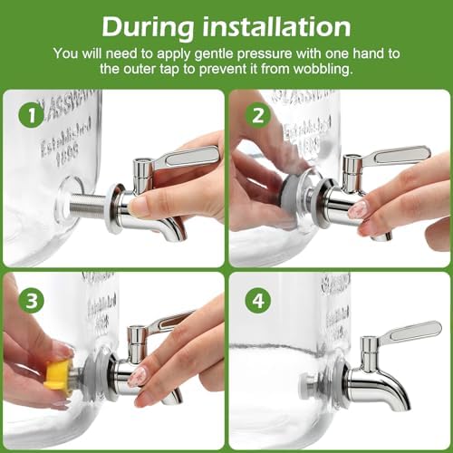 Accguan 1-Gallon Drink Dispenser,2 Pack Glass Drink Dispenser with Tin Lid - Image 6
