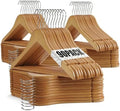 Wooden Hangers 90 Pack,Wooden Clothes Hanger for Daily Used,Heavy Duty Wood Hangers with Pant Bar & Precisely Cut Notches,Premium Hanger for Heavy Coats,Shirts,Suits,Dresses (Natural) by Uinicor