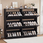 Black Hidden Shoe Storage Cabinet for Entryway with 6 Flip Drawers - Image 6