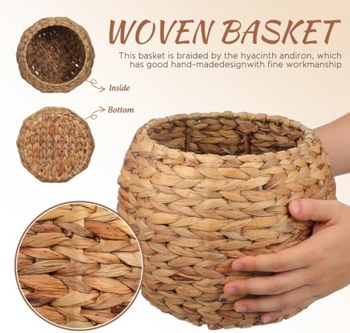 Cabilock Handwoven Hyacinth Planter Basket, Natural Woven Rattan Storage Basket for Small Plants, Eco-Friendly Indoor & Outdoor Decorative Pot Cover for Farmhouse, Boho Home Decor - Image 5