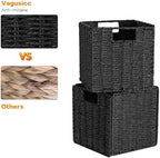Vagusicc Wicker Basket, Set of 2 Woven Storage Baskets for Shelves, Foldable Cube Storage Basket Bins with Handles, 9 inch Small Storage Baskets for Organizing Pantry Bedroom, Black - Image 6