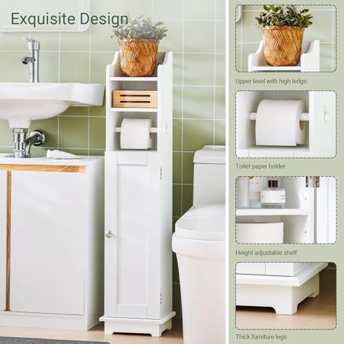 Haotian Toilet Paper Storage Cabinet, 7.8 x 9 x 39 in, White - Image 5