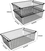 Set of 2 Stackable XXL Wire Baskets For Pantry Storage and Organization -16x12in Large Metal Food Baskets -Vegetable,Fruit,Potato,Onio, Pantry Storage Bins With Handles (Black, XXL) - Image 5