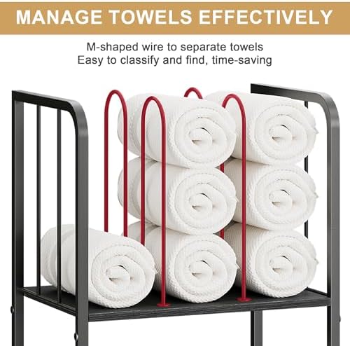3-Tier Freestanding Towel Racks for Bathroom, Black Towel Rack Stand - Image 3