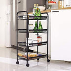 JANE EYRE Rolling Utility Storage Rack Cart on Wheels, Trolley Carft cart, Multi-Purpose Organizer Shelf (Black, 4 Tier)… - Image 3