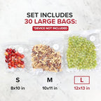 Chef Preserve Reusable Vacuum Sealer Bags for Food - 30 BPA-Free Large (12 x 13 in) Food Storage Bags, Freezer, Microwave - Odor-Resistant, Leak-Proof - Compatible with Chef Preserve Vacuum Sealers - Image 2