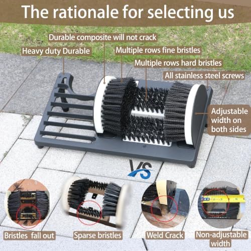Heavy Duty Boot Scraper Brush with Removable Tray - Adjustable Extra Wide Shoe Scrubber for Indoor & Outdoor - Mud, Dirt & Snow Cleaner for Garage, Garden & Farm - Image 5