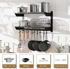 YIGII Wall Mounted Pot Rack 30 Inch, 2-Tier Kitchen Storage Shelf - Image 2
