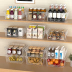 Slideep 14" Large Stackable Storage Baskets, Cabinet Organizer Sturdy Metal Wire Pantry Freezer Bin for Pantry Home Bathroom Kitchen Organization - Set of 8 - Image 4