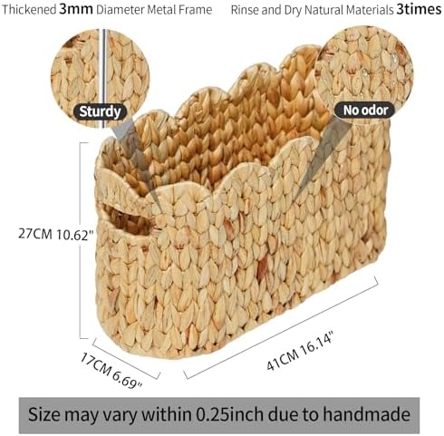 Coeusy Toilet Paper Basket, Scalloped Wicker Basket for Bathroom Organizer - Image 4