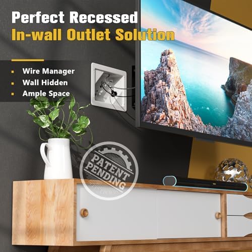 in-Wall TV Box with Flange for Home Theater Installation, 11.9" x 8.4" Cord Hider for Wall Mounted TV, with 2 Outlets, Cable Bracket, LV Cable & 1-1/2" ENT Entrance, Ideal for New or Retrofit Job - Image 2