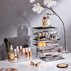 Sorbus Makeup Organizer, 7-Drawer Acrylic 2-Piece Set (Clear) - Image 2