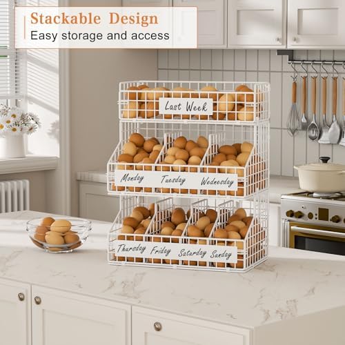 keomaisyto Egg Holder Countertop with 5 Dividers & DIY Nameplate - Image 7