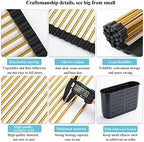 Berglander Gold Dish Drying Rack Over The Sink, L17.5*W 15" Rollable Tianium Golden Plating Stainless Steel Dish Rack with Removable Storage Basket, Perfect for Kitchen Sink - Image 6