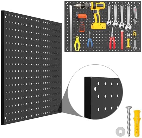 Peg Board, 3 Pack Metal Pegboard Panels Black Pegboards Wall Organizer with Frame Large Heavy Duty Peg Board with Hooks for Walls Home, Garage Tool Storage, Office, Craft Room, Kitchen 24”×16” - Image 2