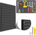 Peg Board, 4 Pack Metal Pegboard Panels Black Pegboards Wall Organizer with Frame Large Heavy Duty Peg Board with Hooks for Walls Home, Garage Tool Storage, Office, Craft Room, Kitchen 24”×16” - Image 2