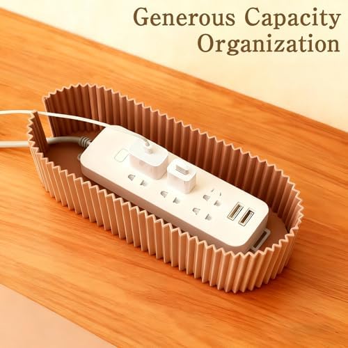 3 Pcs Cable Management Box with 69 Pcs Cable Management Kit Light Coffee Cord Hider Organizer Desk Power Strips Surge Protectors Wire Box for Home Office Use - Image 4