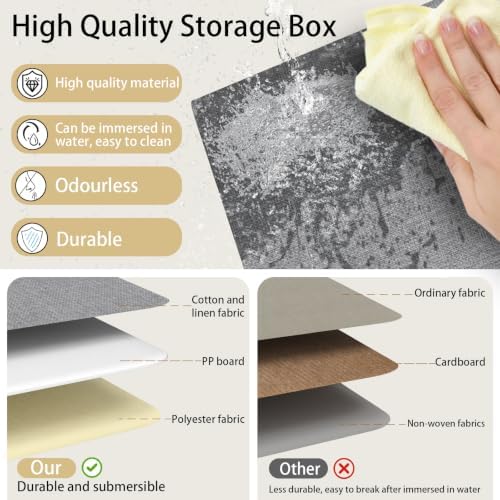 Yawinhe Collapsible Fabric Storage Bins,15.0x9.8x8.3in,White/Grey,4-Pack - Image 5