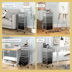 COSTWAY 10-Drawer Rolling Storage Cart, Utility Mobile Trolley - Image 7