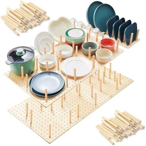Kigley 12 Pcs Wooden Pegboard Drawer Organizer,17 Inch,Wood Color by Kigley