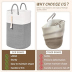 Woven Laundry Basket for Clothes, 50L Large Rectangle Laundry Hampers with Beads Tassel, Nursery Storage Basket for Toys, Tall Dirty Clothes Hamper for Bedroom Aesthetic, Laundry Room Organization - Image 4