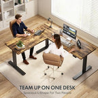 FLEXISPOT 63 x 48 Reversible L-Shaped Electric Standing Desk, Rustic Brown - Image 5