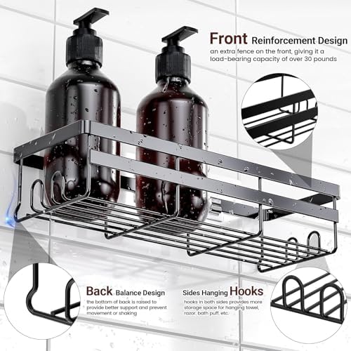 WOWBOX 4 Pack Adhesive Shower Caddies, No Drill Bathroom Shelves, X-Large - Image 3