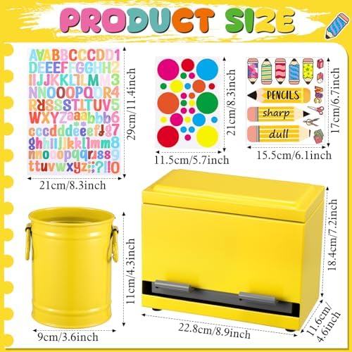 Mifoci 8 Pcs Pencil Dispenser for Classroom Stainless Steel, Yellow - Image 2