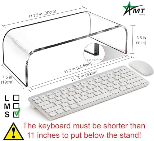 AMT 2 Pack Acrylic Laptop Monitor Stand & Computer Riser with Cat Keyboard Protector, Space-Saving Design, Extra Storage, Clear Shelf - Ideal for Monitors, Laptops, Printers, Desktop Decor - Image 6