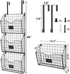 X-cosrack 3-Tier Hanging Wall Files with Door Hooks and 6pcs S Shape Hooks - Image 2