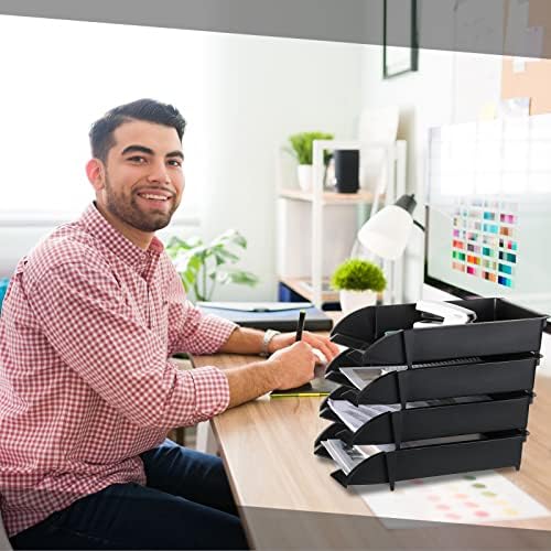 Fainne 8 Pcs Stackable Paper Trays Organizer Letter Tray for Desk, Black - Image 6