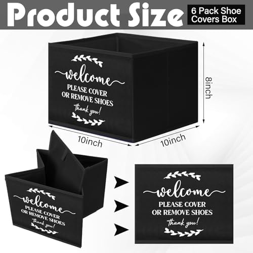 Suzile 6 Pcs Shoe Covers Box Foldable Storage Bin Indoor Disposable Shoe Cover Dispenser Holders for Open Houses Real Estate Agent Supplies Homeowner Booties (Black) - Image 2
