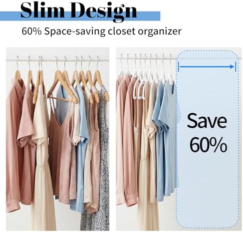 Smartor White Velvet Hangers 60 Pack, Space Saving Clothes Hangers with Tie Bar, Non-Slip Felt Hanger with Shoulder Notches, Heavy Duty Suit Hanger for Coat, Shirt, Pants, Dress - Image 3