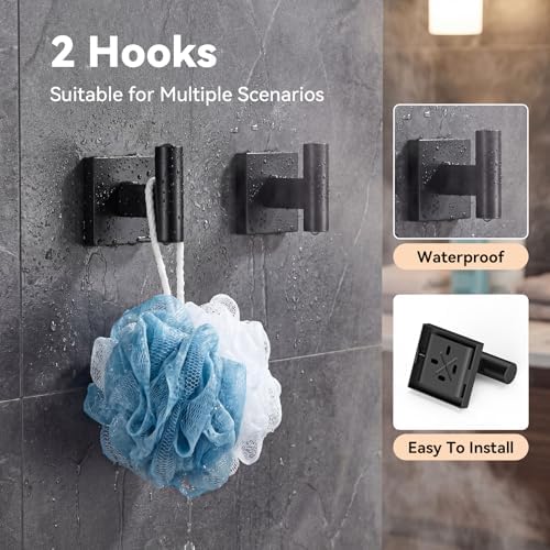 4-Piece Towel Holder Set, Black Bathroom Accessories Set - Image 5