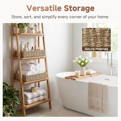 StorageWorks Large Seagrass Tray for Bathroom, Seagrass Storage Baskets for Shelves, Handwoven Natural Wicker Baskets for Organizing, 2-Pack - Image 4
