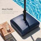 Best Choice Products 123lb Capacity Fillable Mobile Umbrella Base Heavy Duty Market Stand for Patio, Deck, Poolside w/ 4 Wheels, 2 Locks, 2 Knobs, Wind-Resistant Design - Navy Blue - Image 5