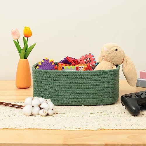 MiniArk Small Storage Baskets for Organizing | Closet Organizer Bins | Shelf Toy Basket | Woven Rope Baskets | Cube Decorative Box | Shallow Basket | 11.5x7.5x4.7” | 4 Packs Green - Image 5
