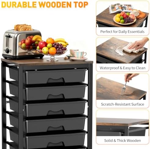 SUNALLY Rolling Cart With 8 Drawers,Storage Drawer Cart for Craft Art,Black - Image 4