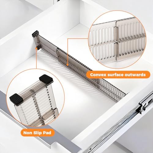 12 Pack Drawer Dividers for Clothes, 3.75" High, 10.83-20.08'' Adjustable - Image 5