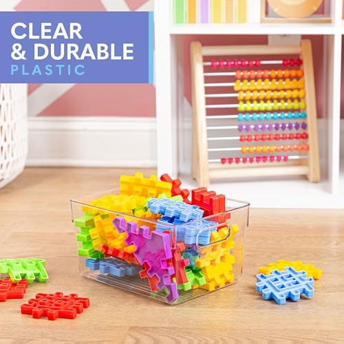 Plastic Food Storage 4 Pack Clear Container Bin with Handles for Organizing Kitchen, Pantry, Refrigerator, Freezer, Pantry, Cabinet, Closet, Bathroom. 10”x7.5”x5.3” - Image 6