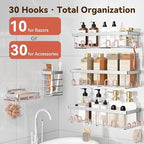 YASONIC Shower Caddy Adhesive, Rustproof Shower Organizer, Wall Shower Rack - Image 3